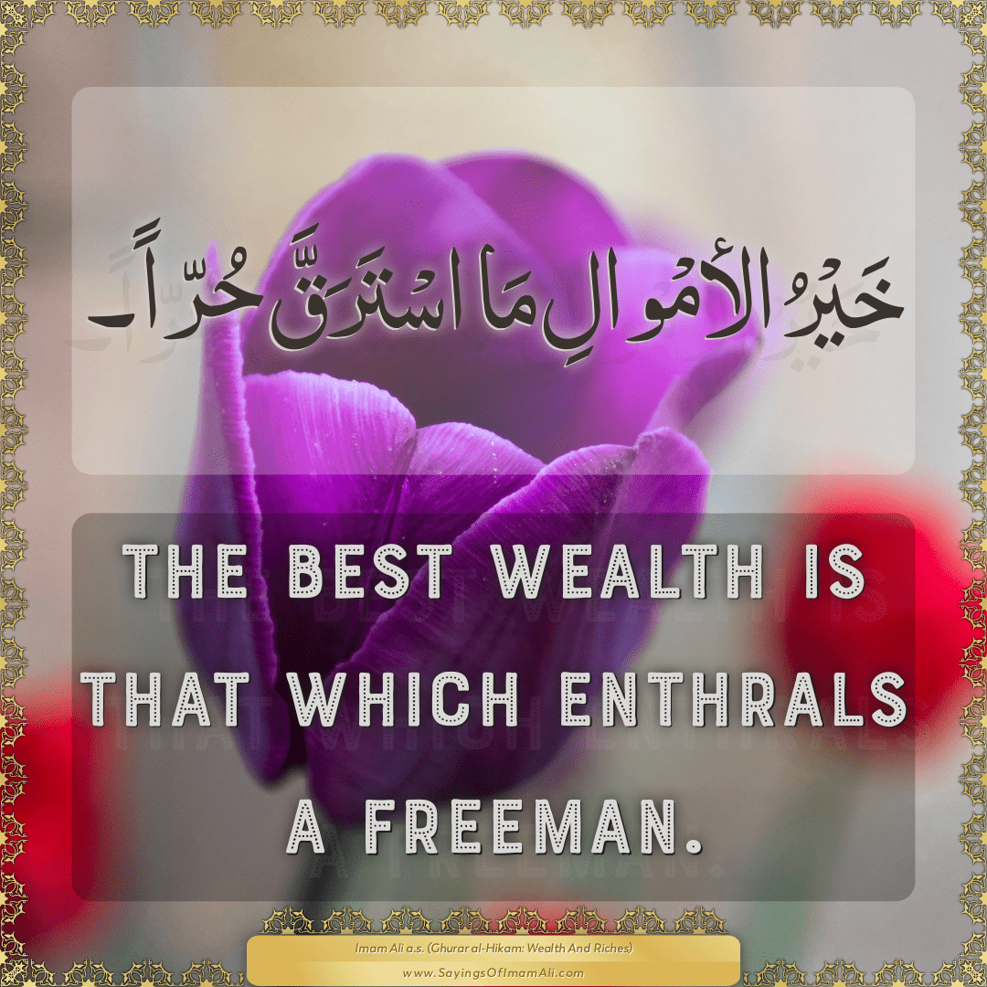 The best wealth is that which enthrals a freeman.